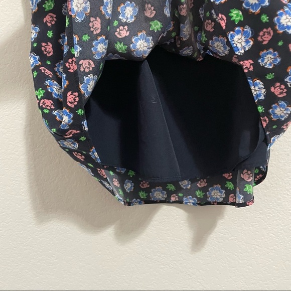 Banana Republic Blouse Tank Floral Sleeveless Navy Blue Womens XS - Picture 6 of 14